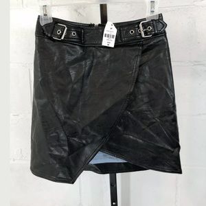 Seek The Label Black Buckle PU Leather Mini Skirt #Z25